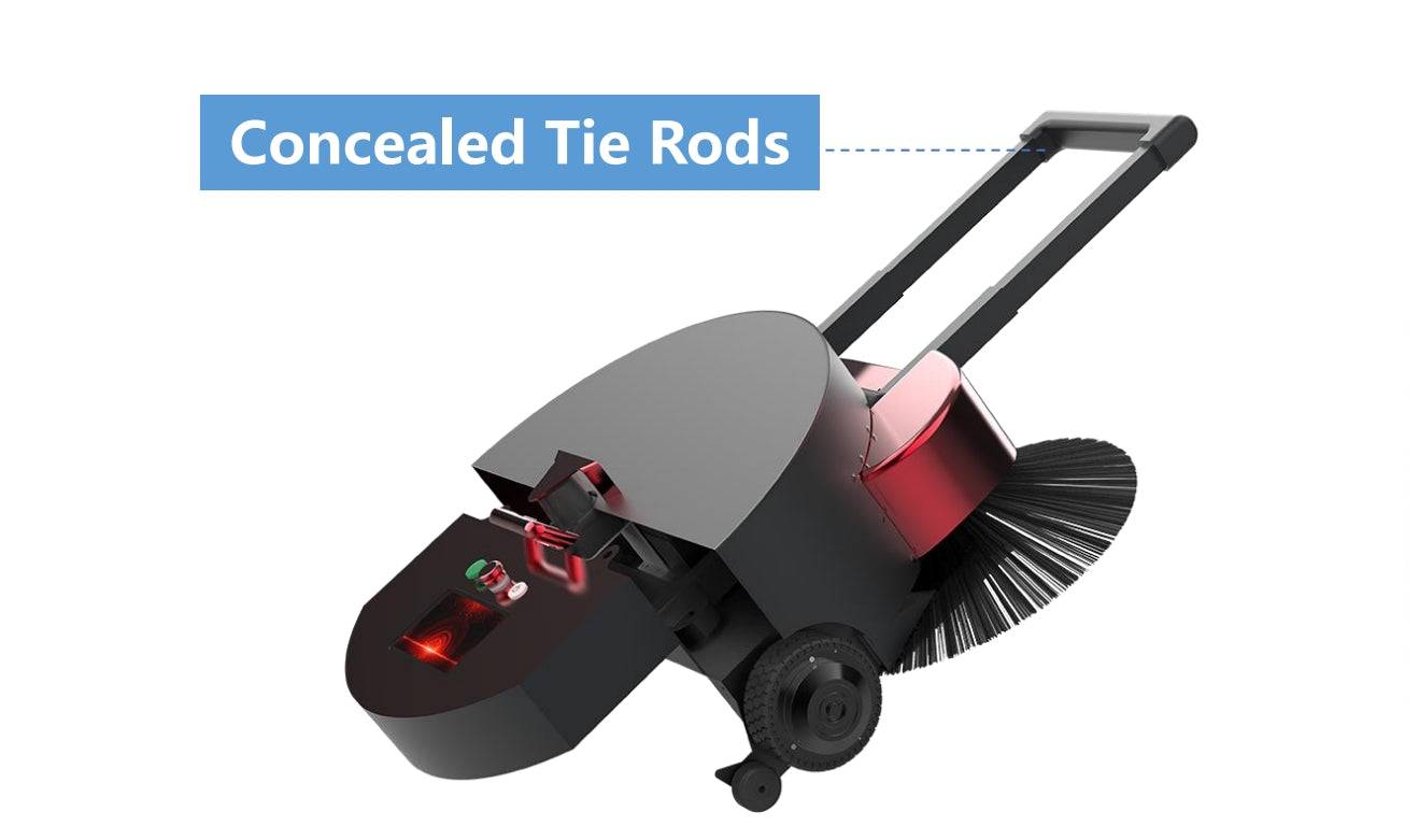 ATEAGO S1M Floor Sweeping Robot HERO with extended concealed tie rods for easy transport in business and industrial facilities.