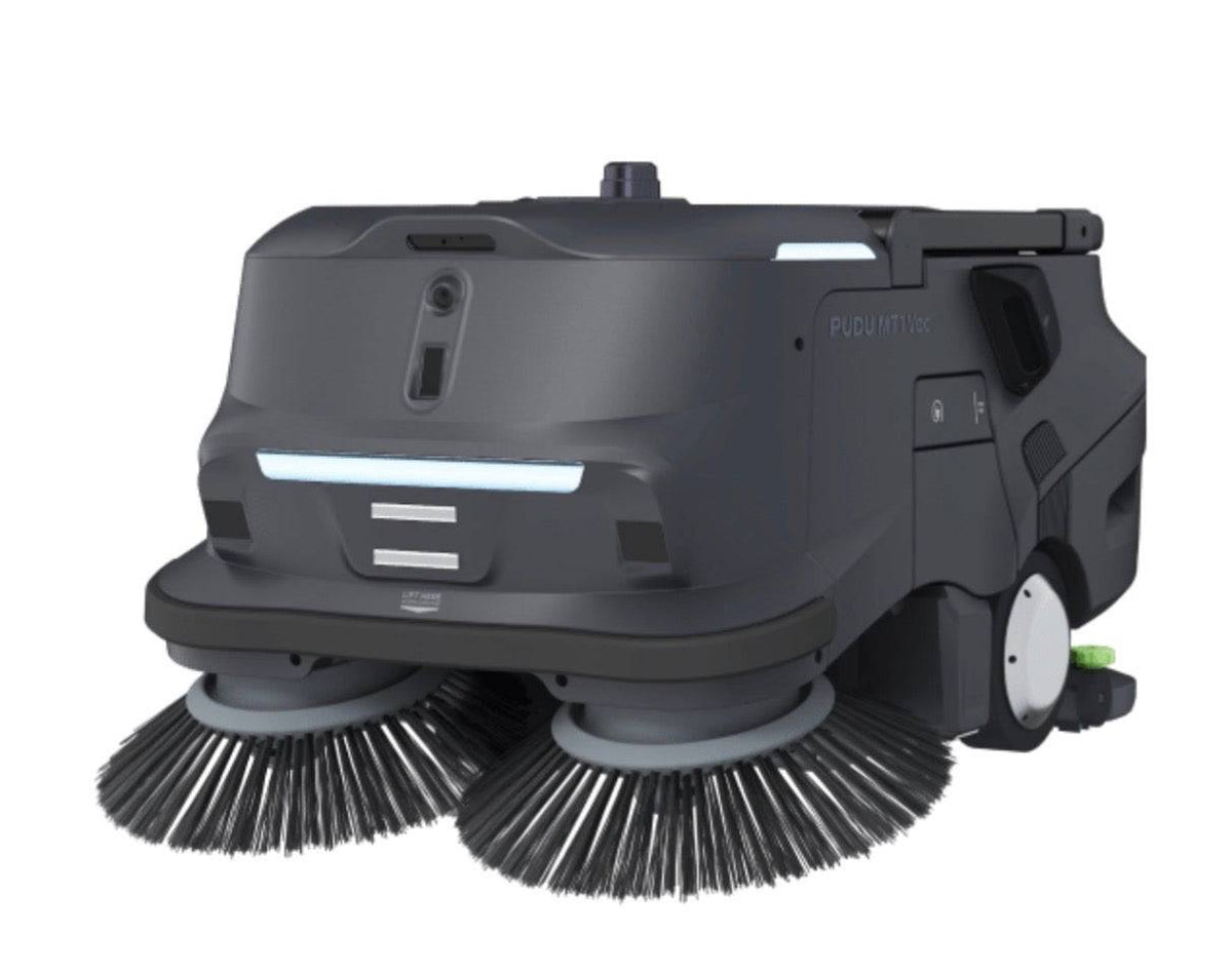 Autonomous cleaning robot with dual brushes for large venues