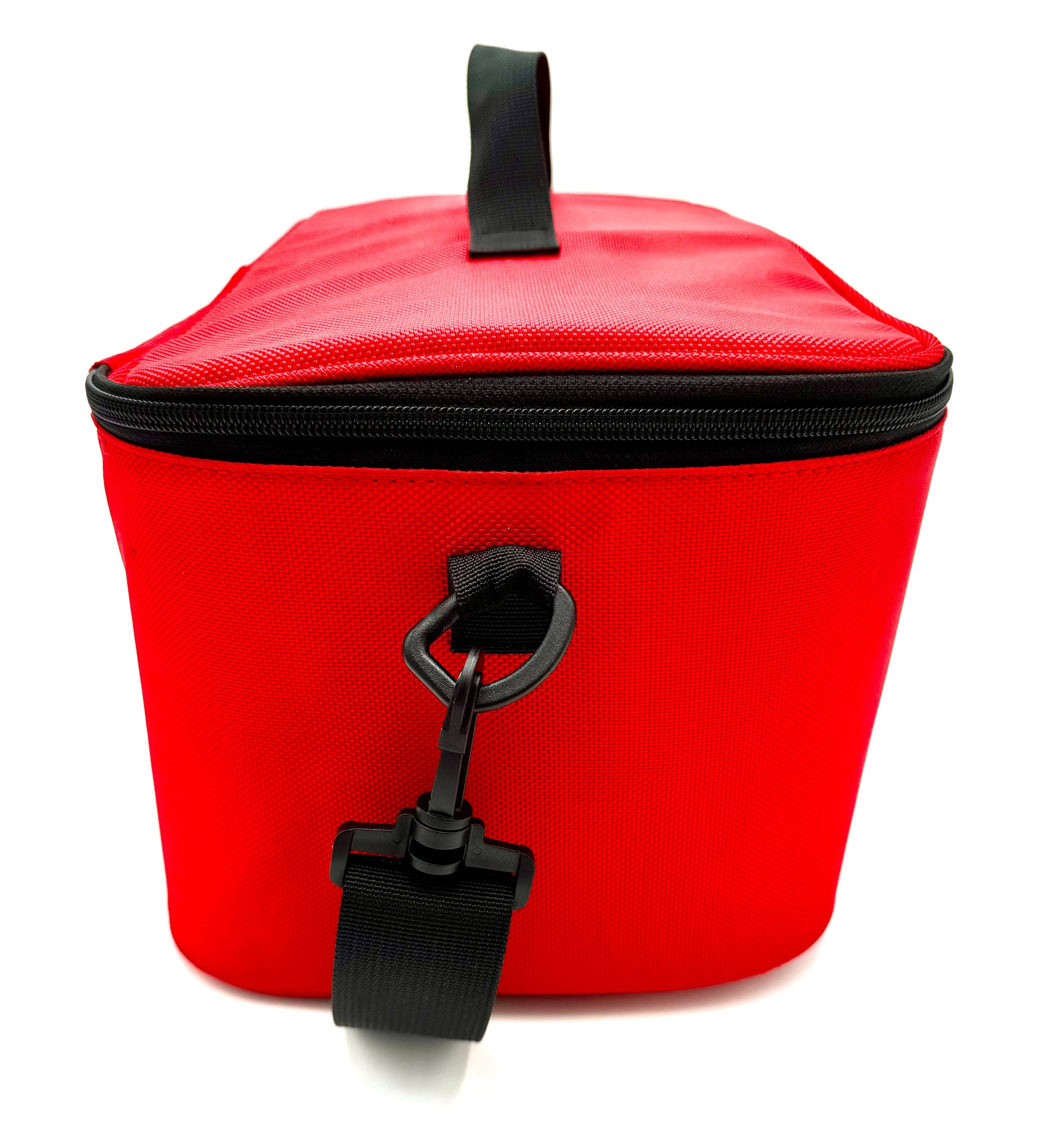 Side view of HERO Public Access Bleed Kit showing sturdy handle and strap attachment, ideal for emergency preparedness and mobility.