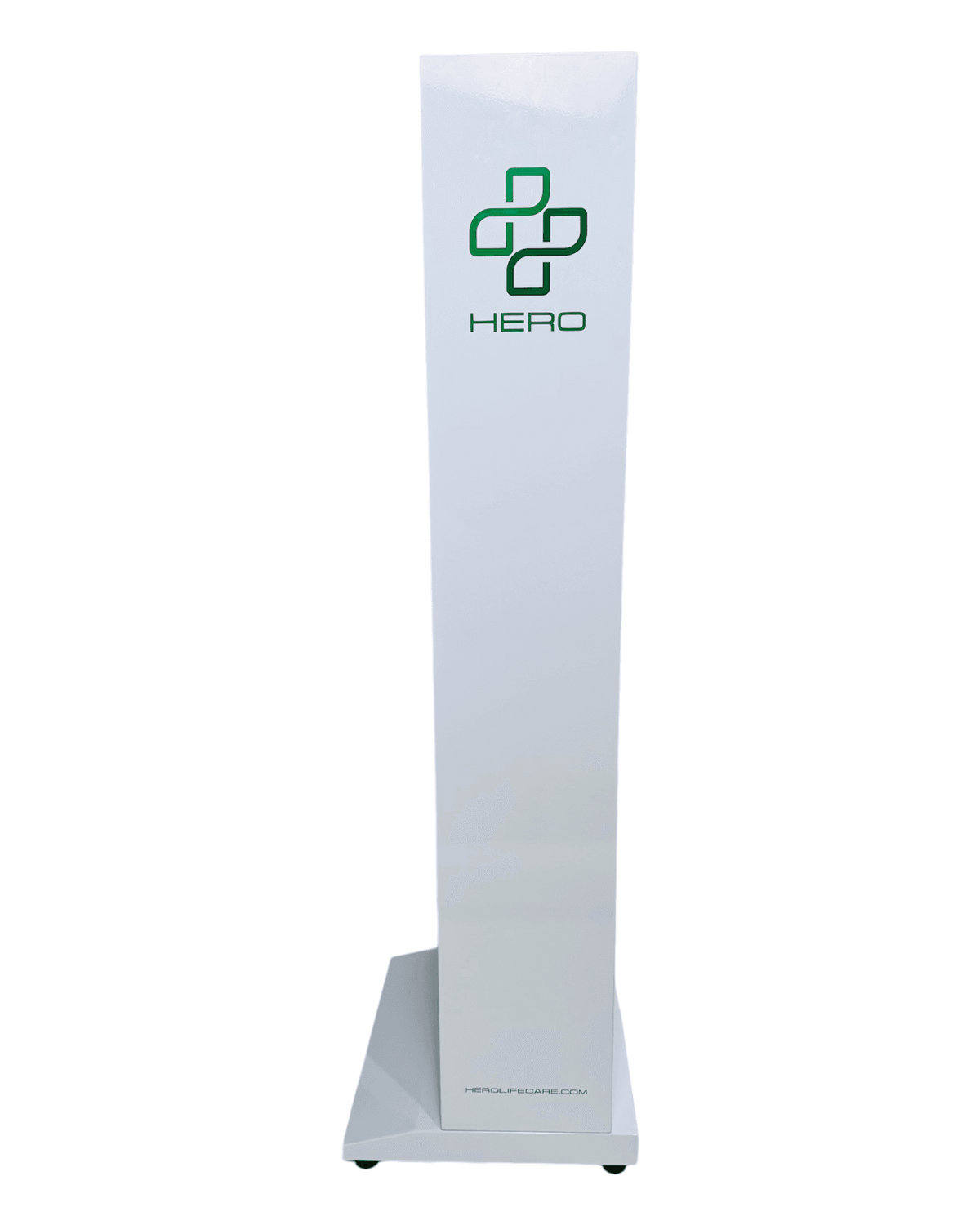 Side view of HERO5-F Emergency Station smart cabinet with HERO logo, designed for home or commercial emergency preparedness.