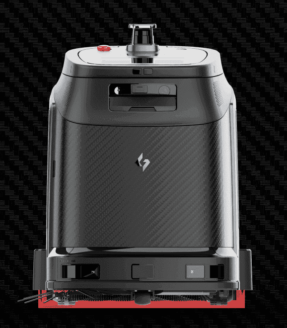 Phantas 4-in-1 CleaningBot - AI Floor Robot with carbon fiber texture. High-performance cleaning robot for commercial and industrial use.