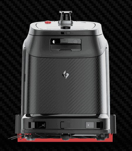 Phantas 4-in-1 CleaningBot - AI Floor Robot with carbon fiber texture. High-performance cleaning robot for commercial and industrial use.