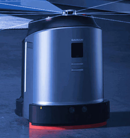Phantas 4-in-1 CleaningBot - AI Floor Robot operating on dark flooring. Commercial-grade cleaning robot with intelligent automation features.
