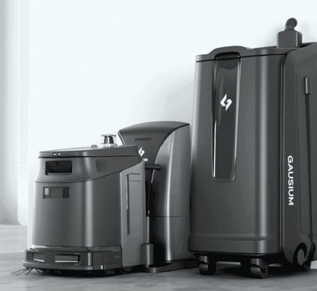 Phantas 4-in-1 CleaningBot - AI Floor Robot with docking and water refill station. Complete commercial cleaning solution for large facilities.