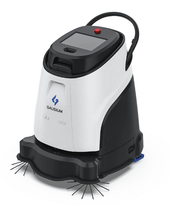 Gausium Vacuum 40 AI commercial cleaning robot with 3-in-1 vacuuming, sweeping, and mopping features for industrial floor care.