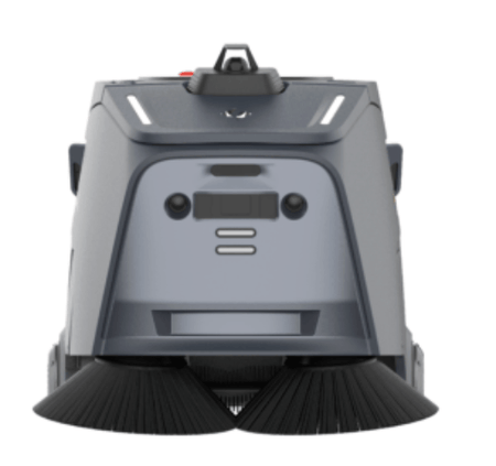 Rear view of Gausium Beetle robot with side brushes for cleaning