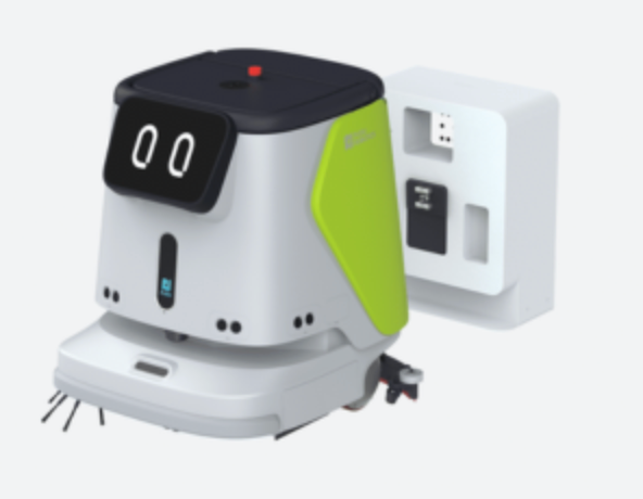 Autonomous cleaning robot with charging station