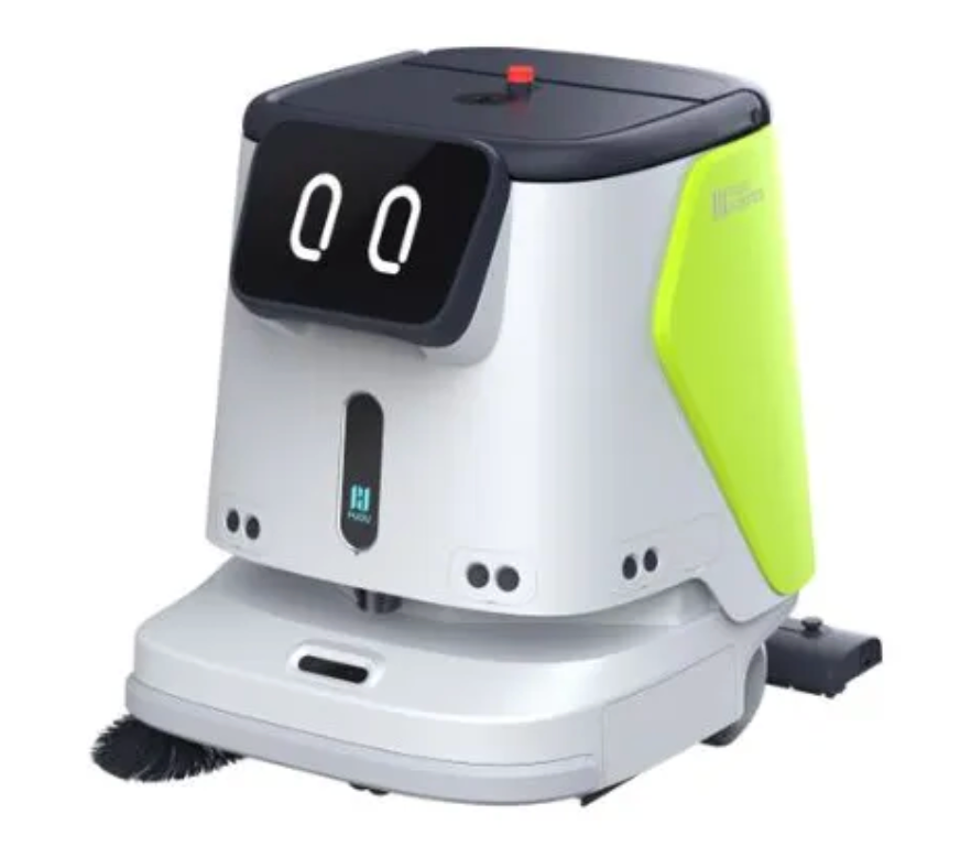 Autonomous AI floor sweeper robot with compact design for home and commercial use