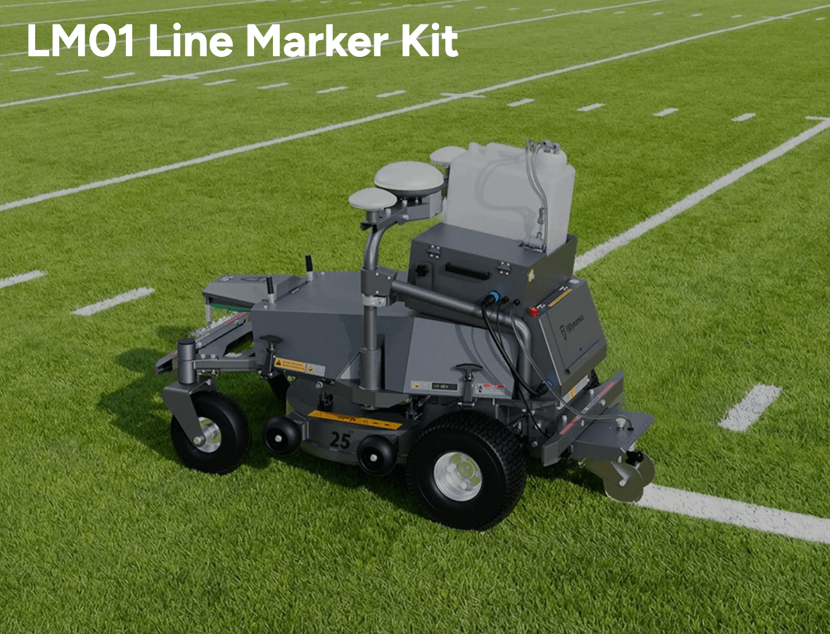 Robotic sports field mower with navigation system