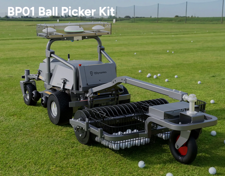 Golf course grass collection robot with basket