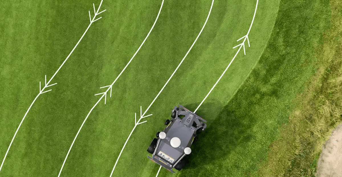 Autonomous turf mower on field