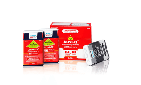 Auvi-Q epinephrine auto-injectors for severe allergic reactions, part of HERO6 Emergency Station’s allergy emergency kit.