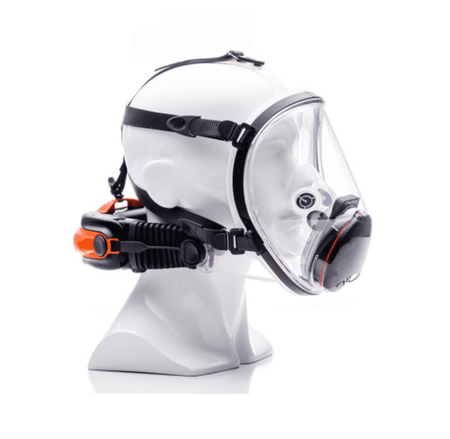 CleanSpace Respirator Full Mask CST Ultra shown in side view with lightweight design and silicone seal for industrial safety applications.