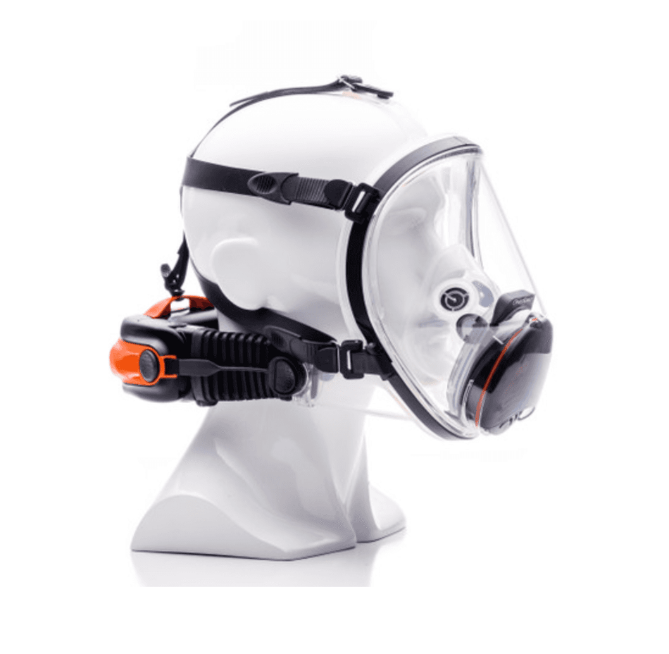 CleanSpace Respirator Full Mask CST Ultra shown in side view with lightweight design and silicone seal for industrial safety applications.