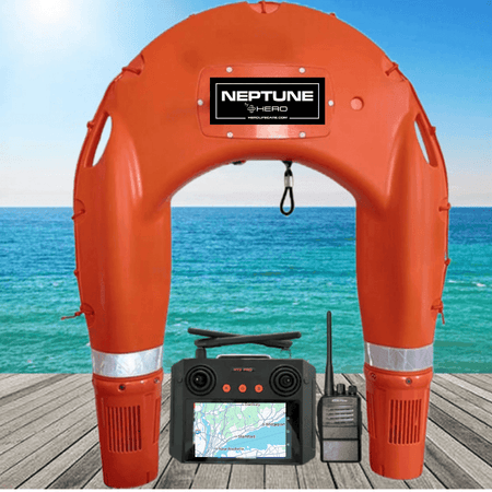 Neptune 7: Water Rescue Drone with GPS and HD camera, designed for rapid marine emergencies. Ideal for lifesaving in coastal or poolside settings.