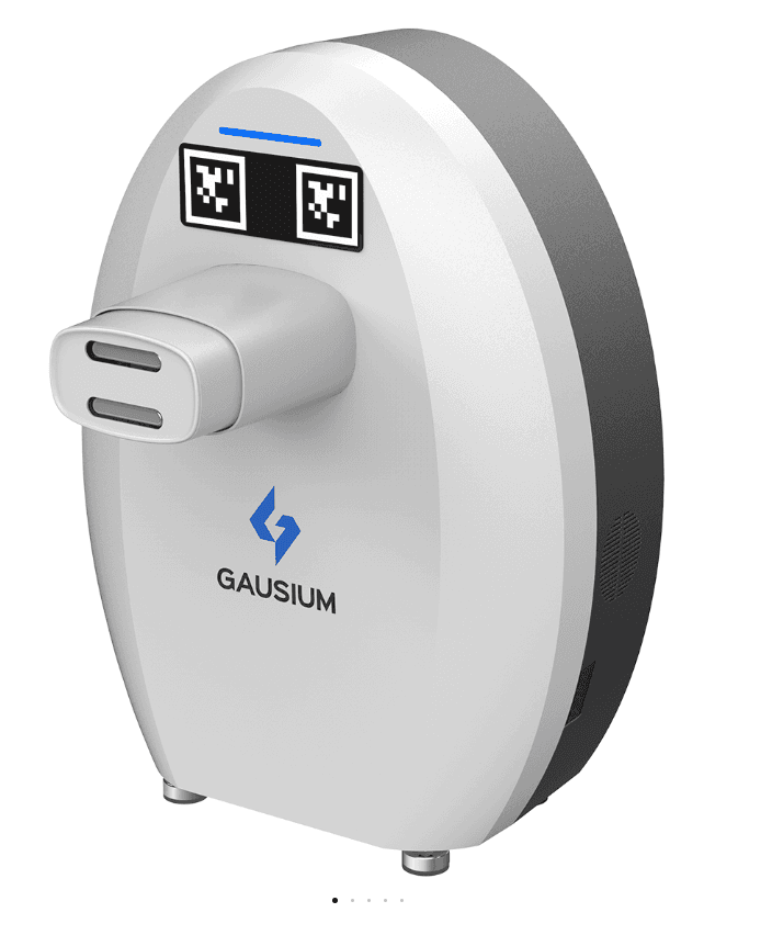 Gausium Vacuum 40 docking station with QR code sensors, designed for automatic charging and data syncing of the cleaning robot.