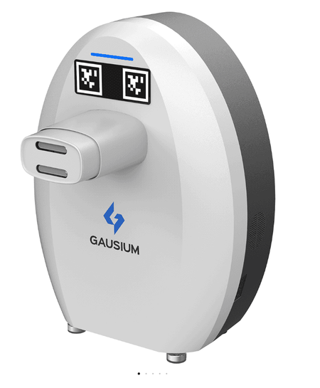 Gausium Vacuum 40 docking station with QR code sensors, designed for automatic charging and data syncing of the cleaning robot.