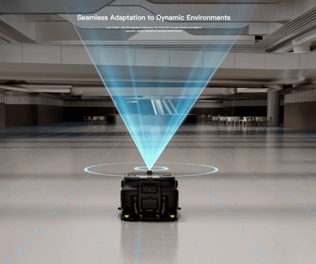 Autonomous cleaning robot with laser sensors in large indoor space